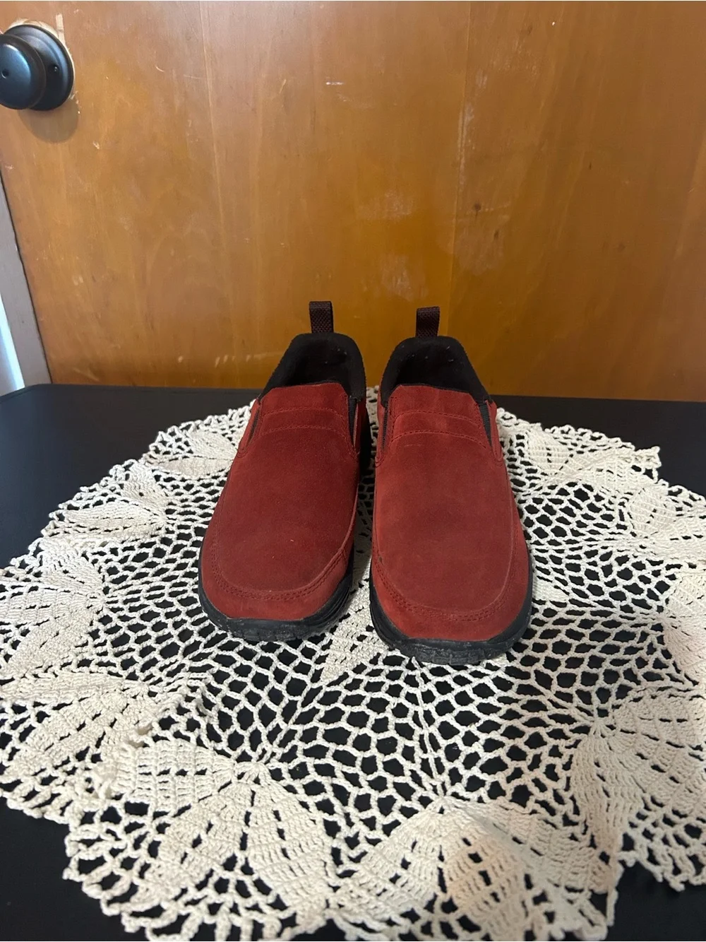 L.L.Bean Sport Moc Red Suede Slip-On Comfort Shoes | Women’s 5M